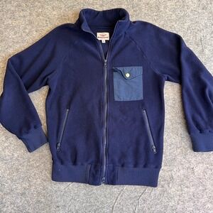 Battenwear Fleece Mens Small Warm-Up Retro Jacket Blue Full Zip Made in USA READ